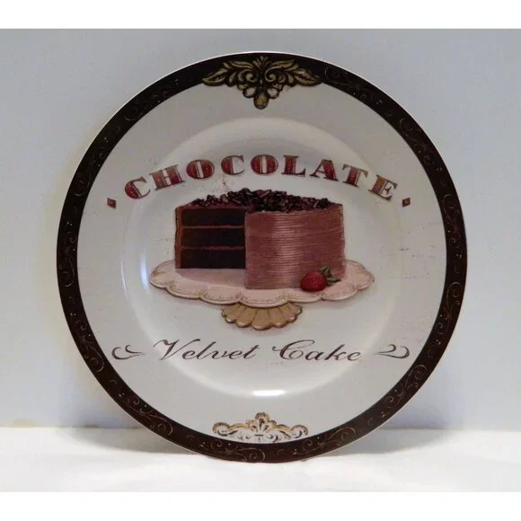Oneida Sweets Stoneware Plate Chocolate Velvet Cake Dessert 8.25” - Picture 1 of 3